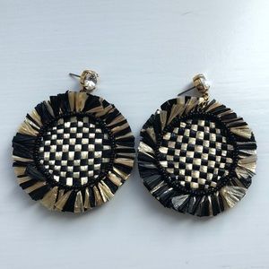 J. Crew Raffia Disc Fringe Earrings
